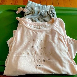 LARGE, Pink and Grey and White Pajama Set